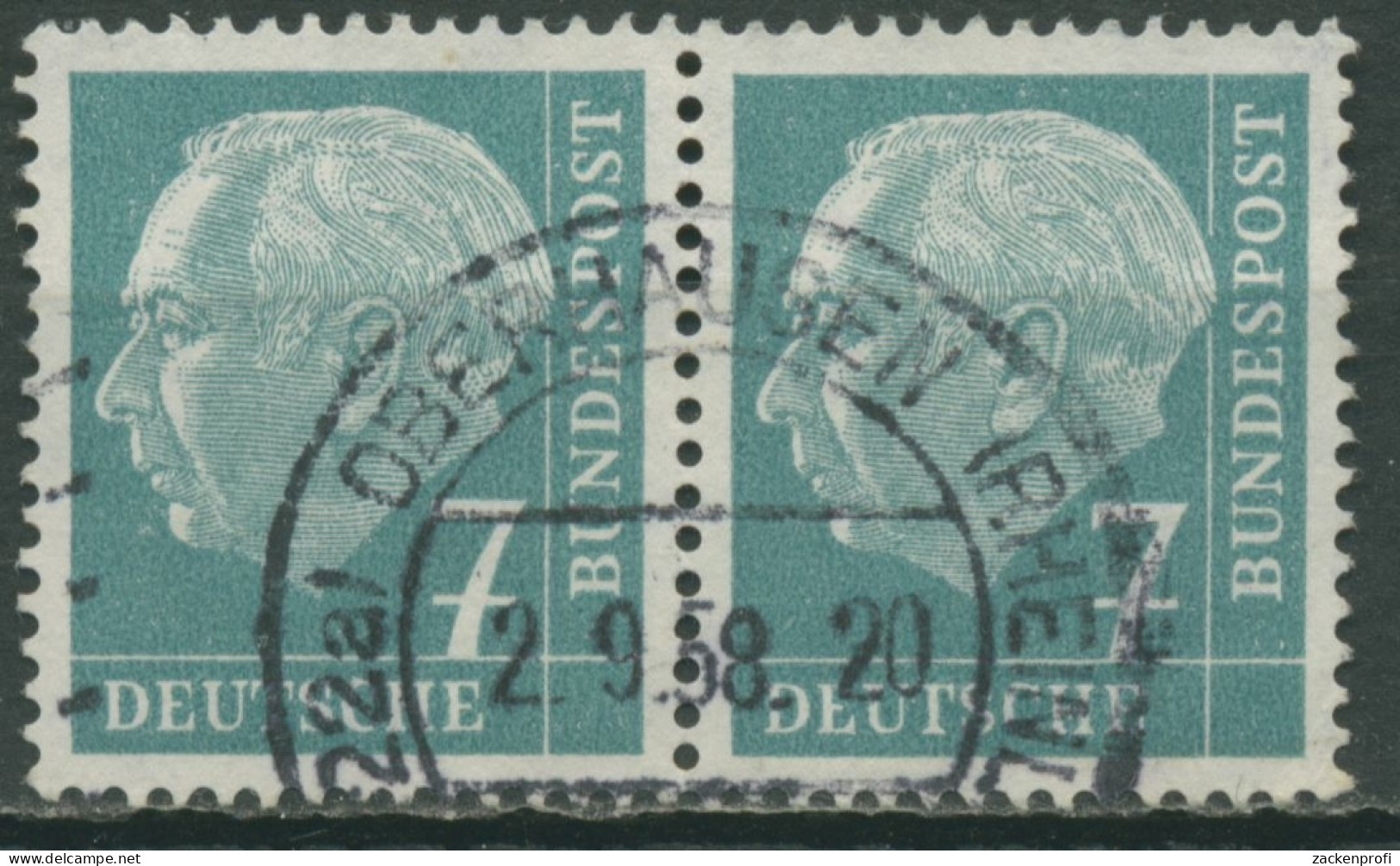 Bund 1954 Th. Heuss I Bogenmarken 181 Waagerechtes Paar Gestempelt - Gebraucht