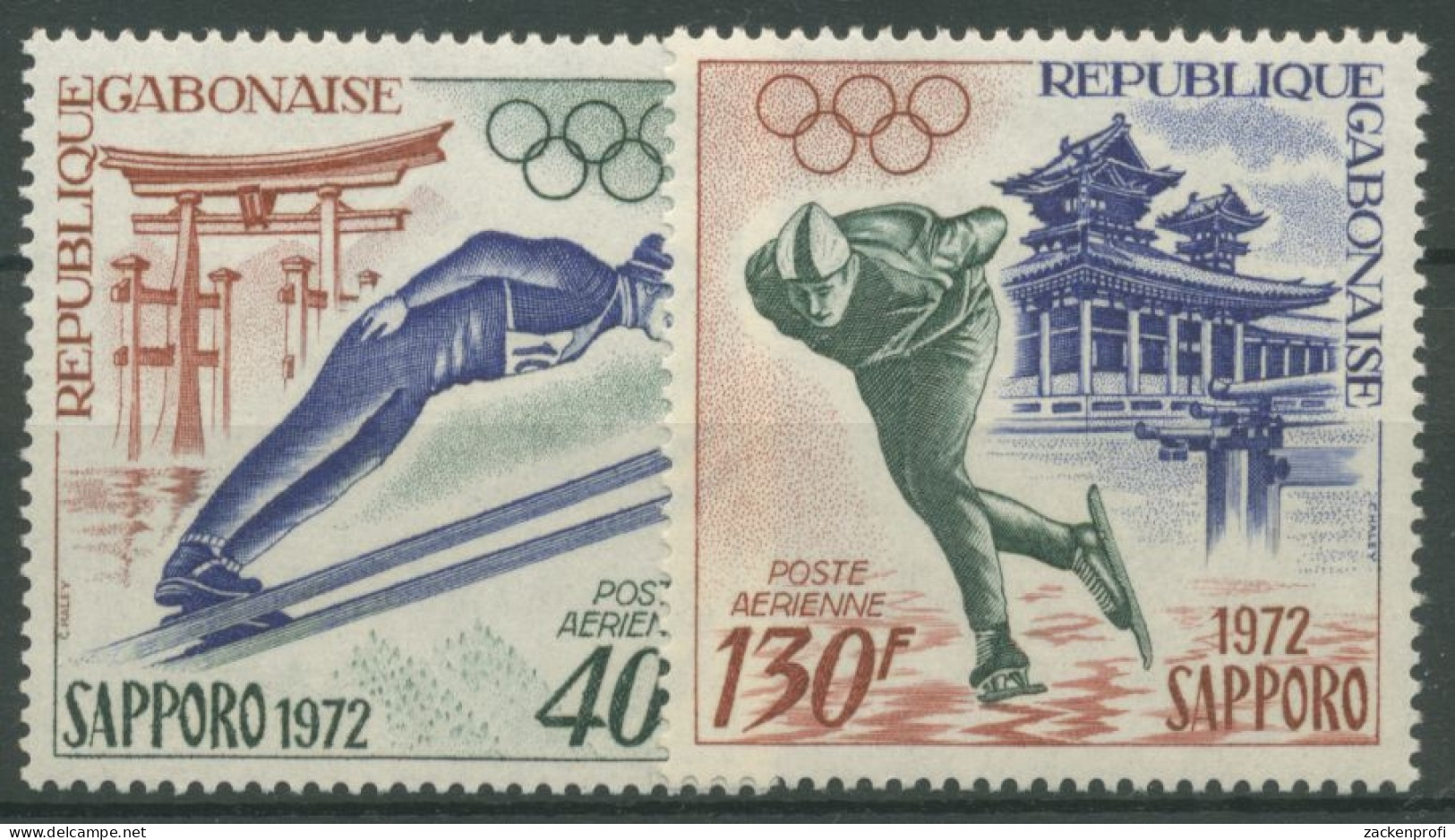 Gabun 1972 Olympische Winterspiele In Sapporo Eisschnellauf 454/55 Postfrisch - Gabun (1960-...)