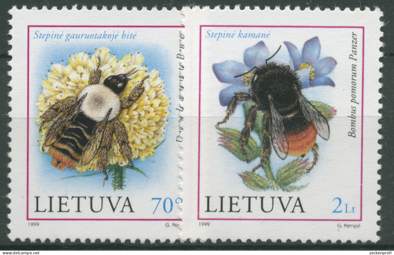 Litauen 1999 Gefährdete Insekten: Hosenbiene, Hummel 698/99 Postfrisch - Litauen
