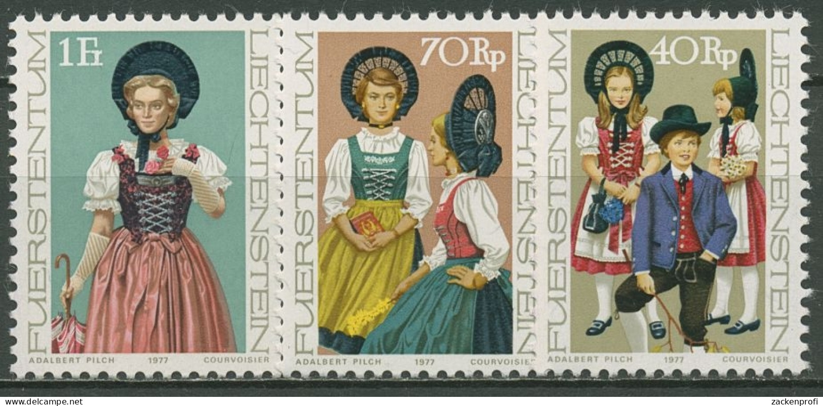 Liechtenstein 1977 Trachten 684/86 Postfrisch - Unused Stamps