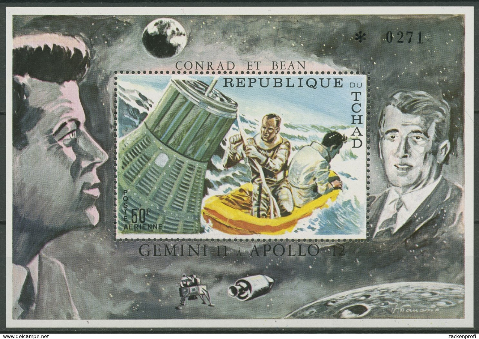 Tschad 1970 Raumfahrt Apollo XI U. XII Astronauten Block 6 A Postfrisch (C28861) - Tschad (1960-...)