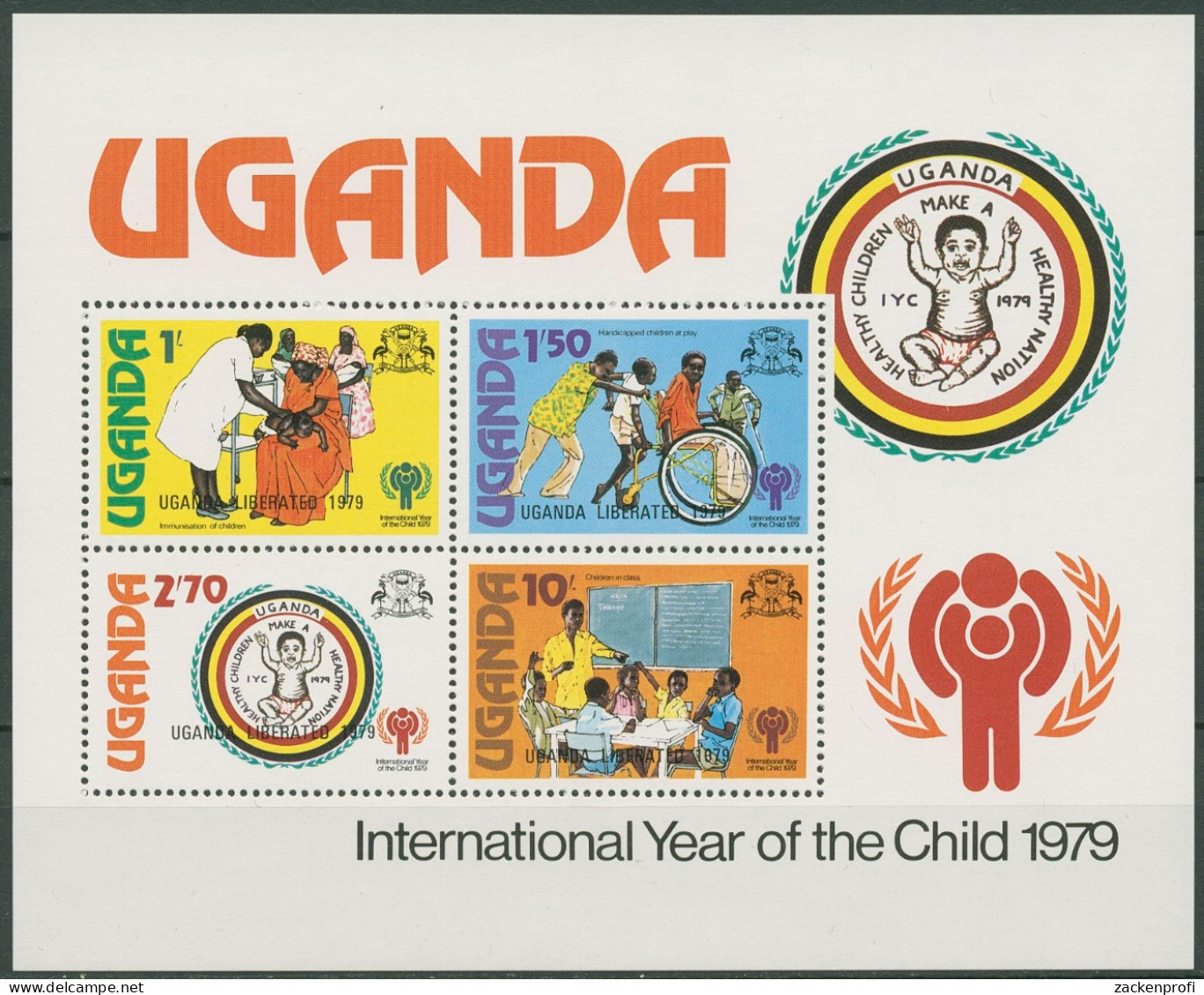 Uganda 1979 Int. Jahr Des Kindes Schule Medizin Block 16 Postfrisch (C28805) - Ouganda (1962-...)