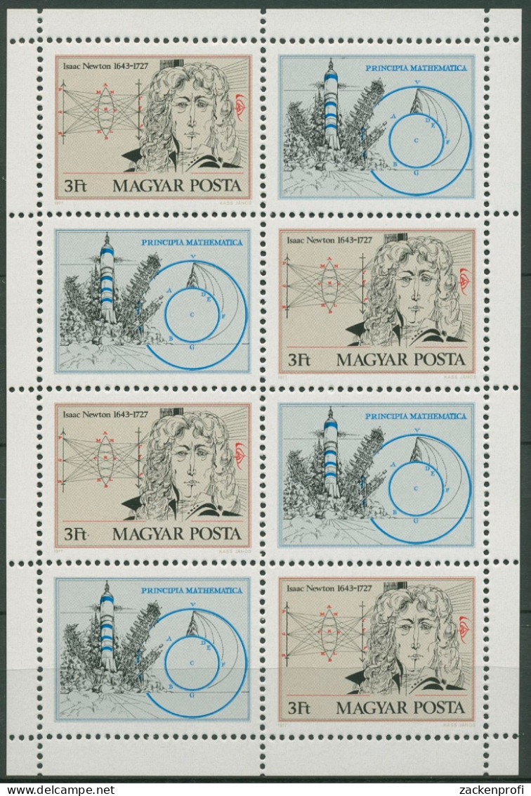 Ungarn 1977 Isaac Newton Kleinbogen 3199 A K Postfrisch (C92826) - Blocs-feuillets