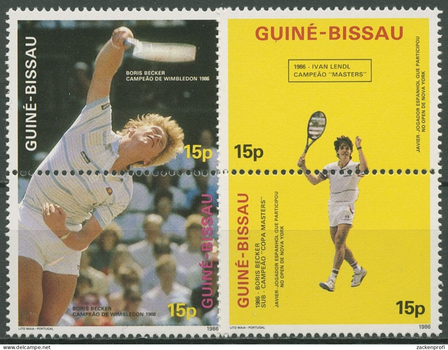 Guinea-Bissau 1986 Tennis Boris Becker 909/12 ZD Postfrisch - Guinea-Bissau