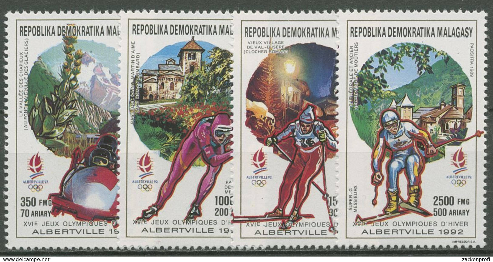 Madagaskar 1990 Olympische Winterspiele Albertville 1257/60 A Postfrisch - Madagascar (1960-...)