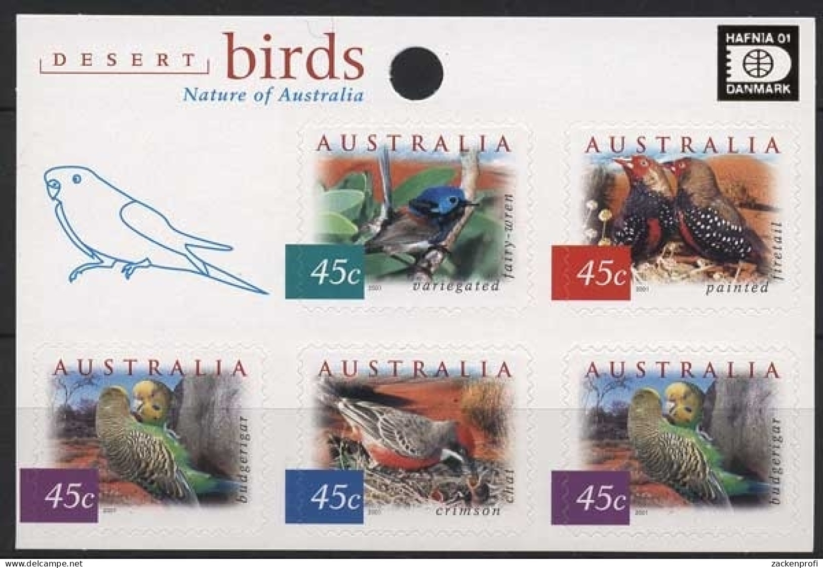 Australien 2001 HAFNIA Vögel D. Wüstengebiete 2070/73 BA FB Postfrisch (C29608) - Nuevos