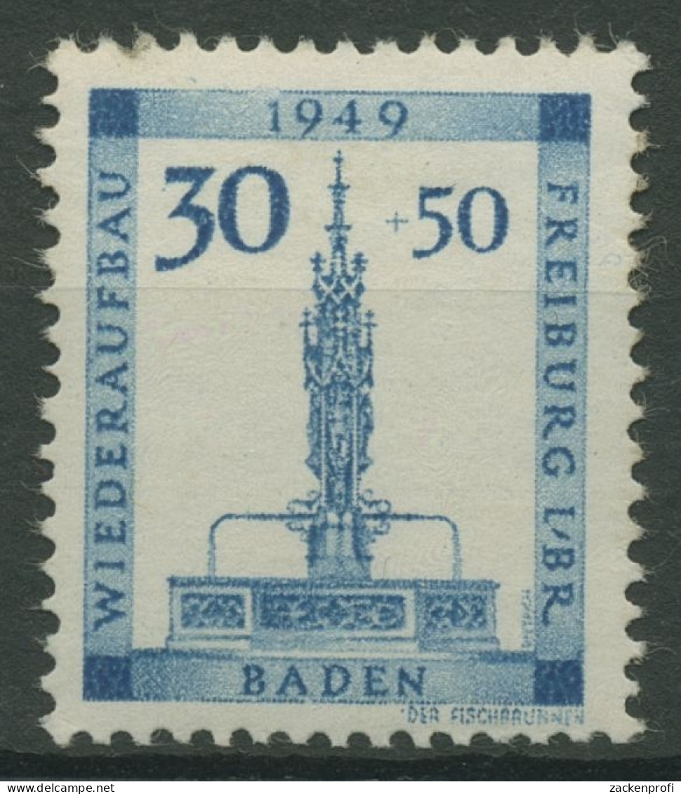 Franz. Zone Baden 1949 Wiederaufbau 41 A Postfrisch, Leicht Fleckig (R19561) - Baden