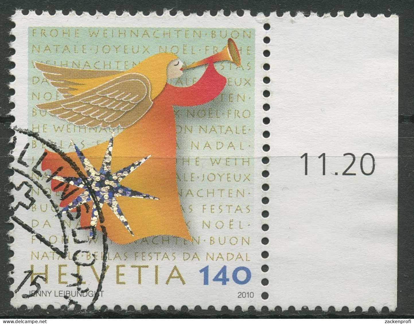 Schweiz 2010 Weihnachten Engel Mit Hologrammfolie 2185 Gestempelt - Used Stamps