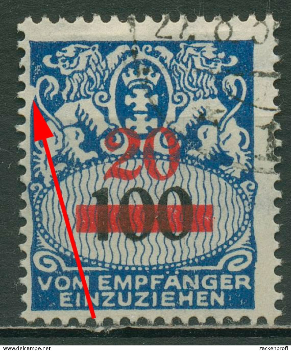 Danzig Portomarken 1932 Gr. Staatswappen Mit Plattenfehler P 42 III Gestempelt - Postage Due