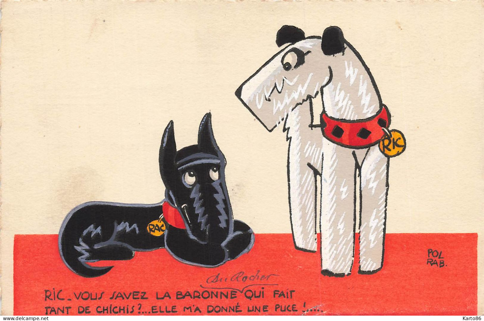 Chiens * CPA Illustrateur POL RAB Pol Rab * Ric ... ! * Carte Postale TUCK * Chien Dog Dogs - Honden