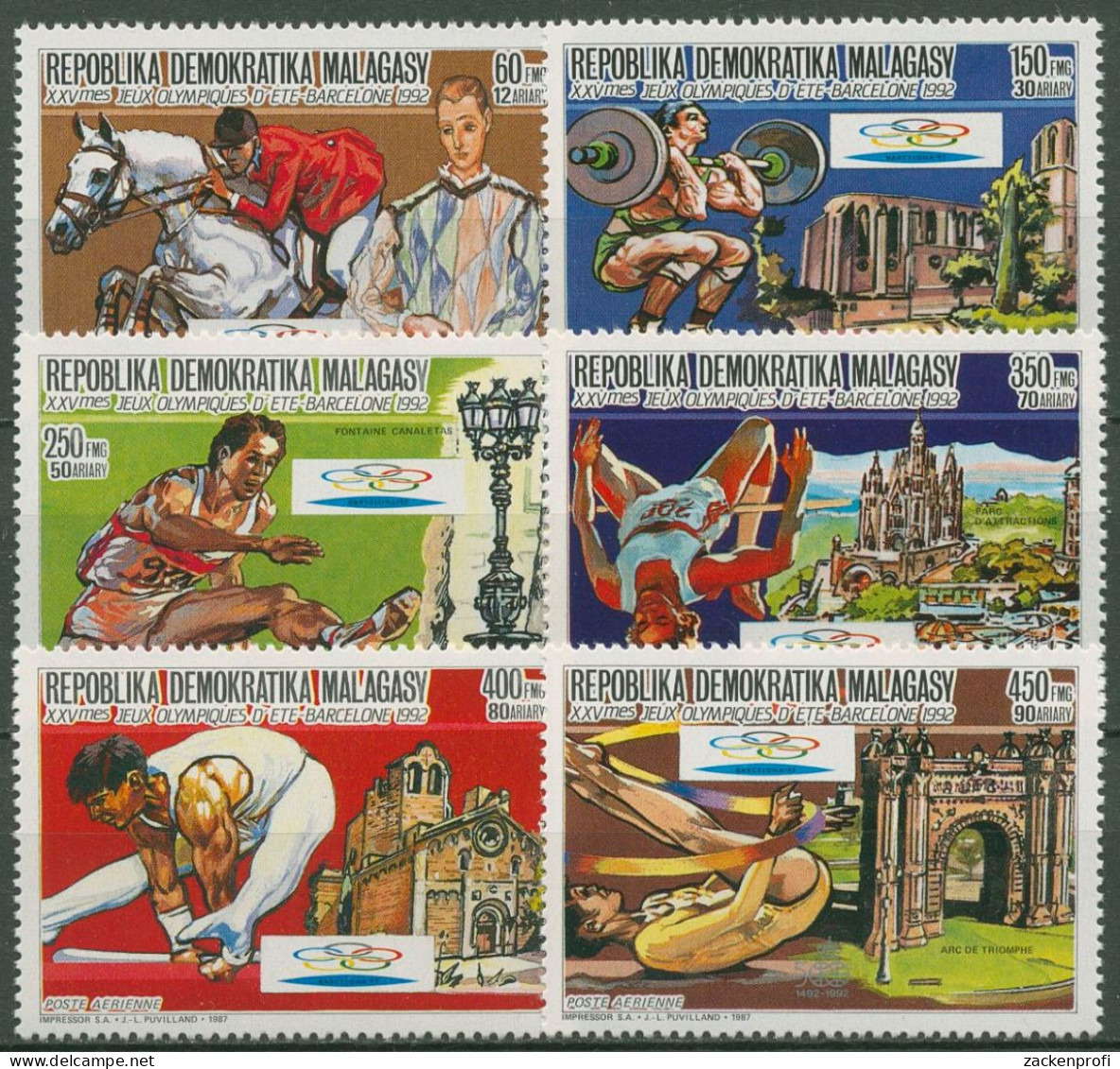 Madagaskar 1987 Olympische Sommerspiele Barcelona 1088/93 A Postfrisch - Madagaskar (1960-...)