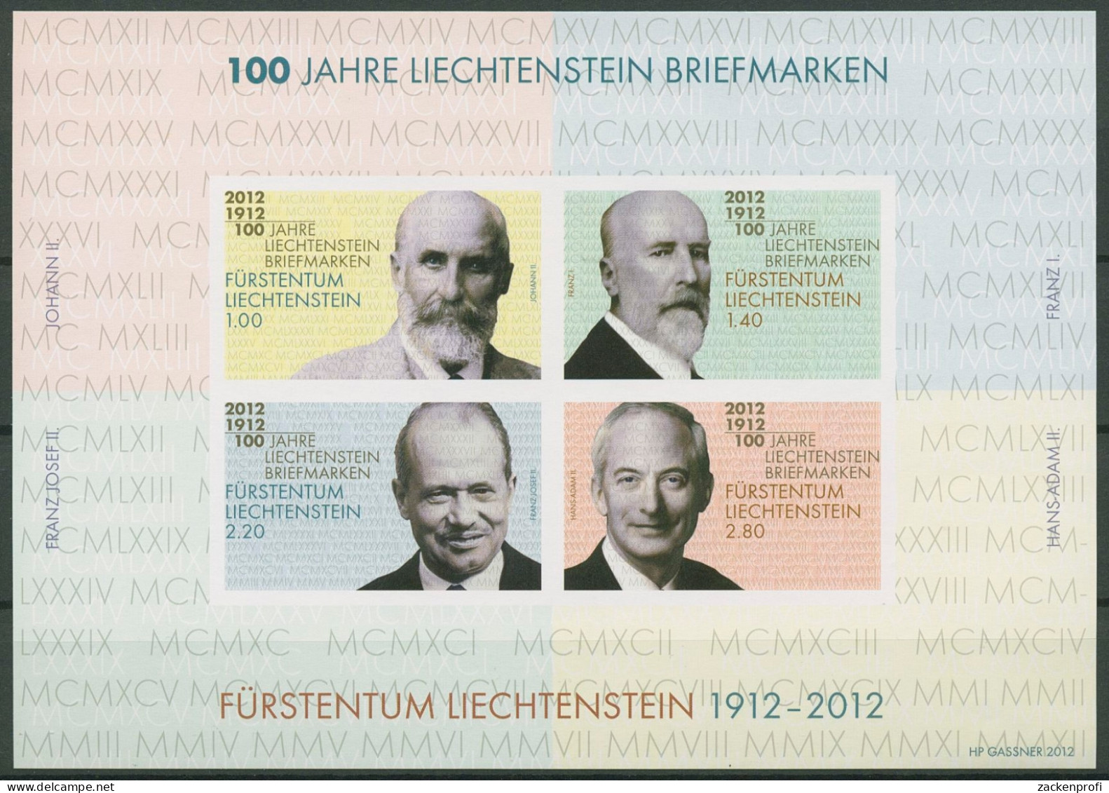 Liechtenstein 2012 100 Jahre Licht. Briefmarken Block 21 Postfrisch (C18745) - Blocks & Sheetlets & Panes