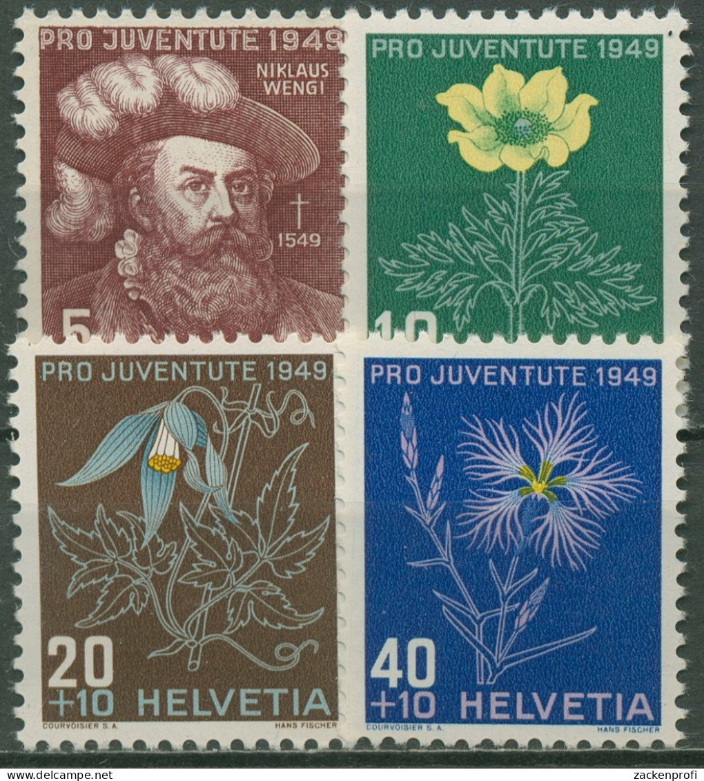 Schweiz 1949 Pro Juventute Niklaus Von Wengi Alpenblumen 541/44 Postfrisch - Nuevos