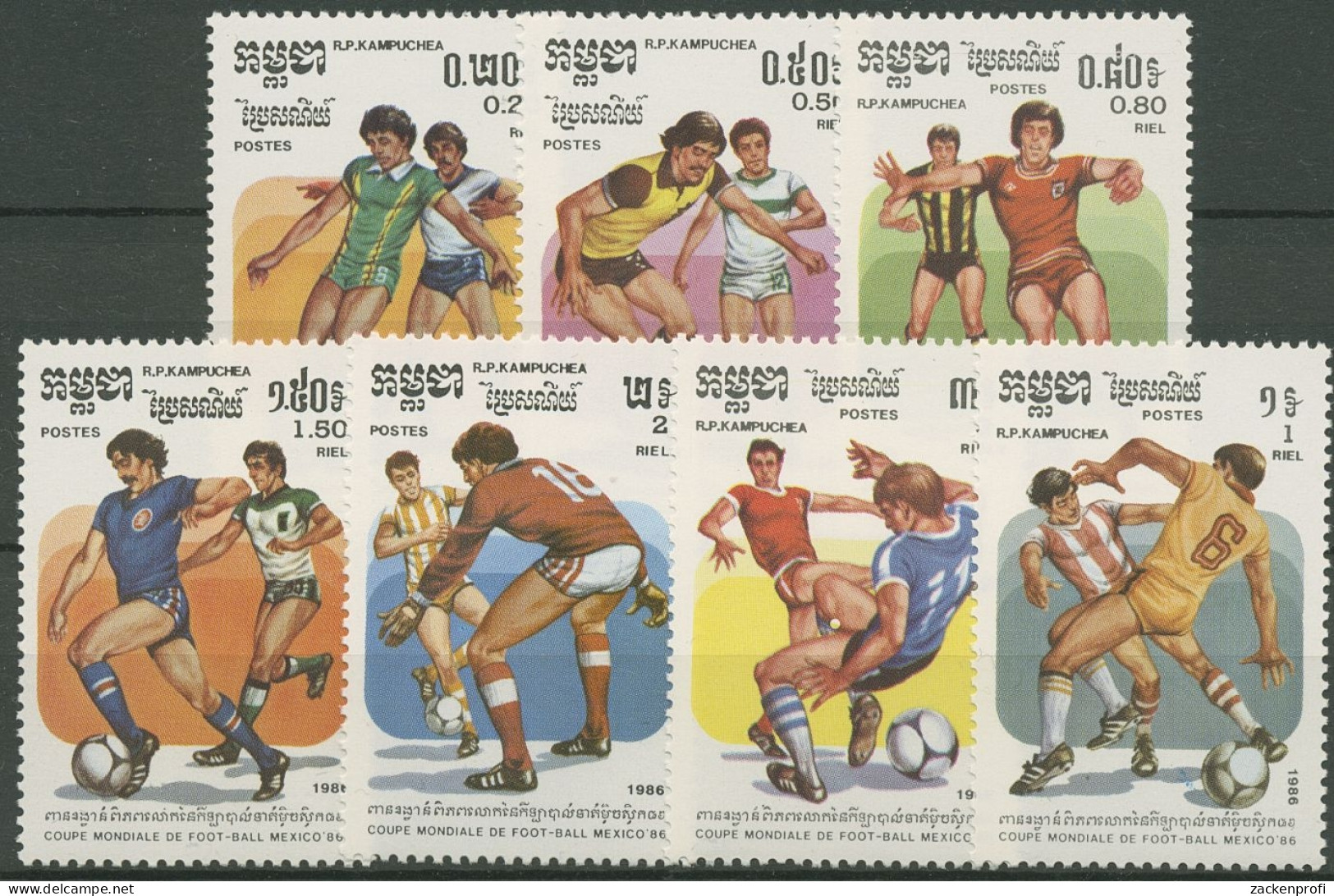 Kambodscha 1986 Fußball-WM Mexiko Spielszenen 722/28 Postfrisch - Cambodge