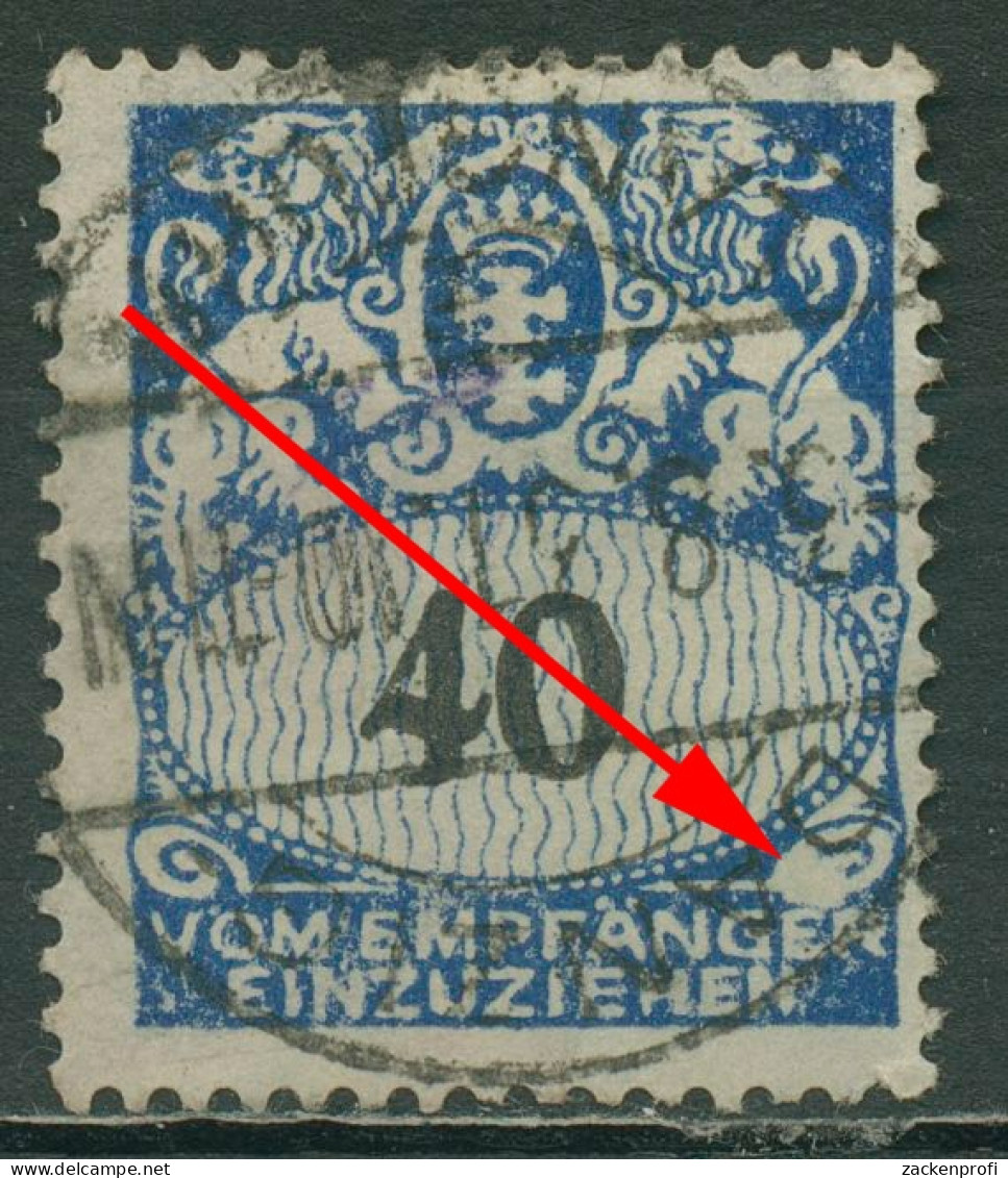 Danzig Portomarken 1927 Gr. Staatswappen Mit Plattenfehler P 34 V Gestempelt - Postage Due