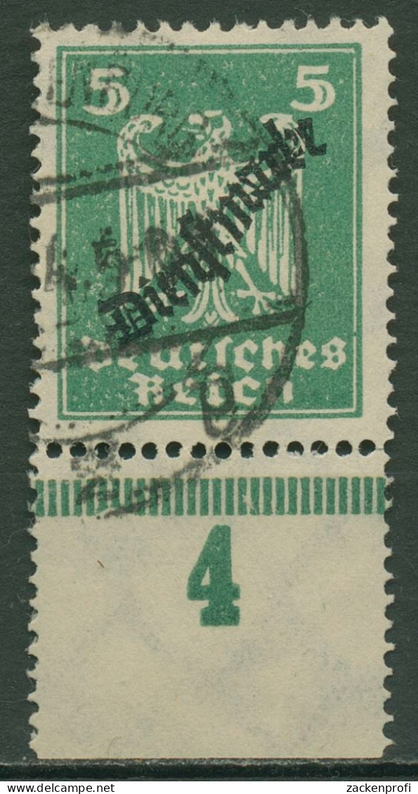 Deutsches Reich Dienstmarke 1924 Platte Unterrand D 106 P UR Gestempelt - Service