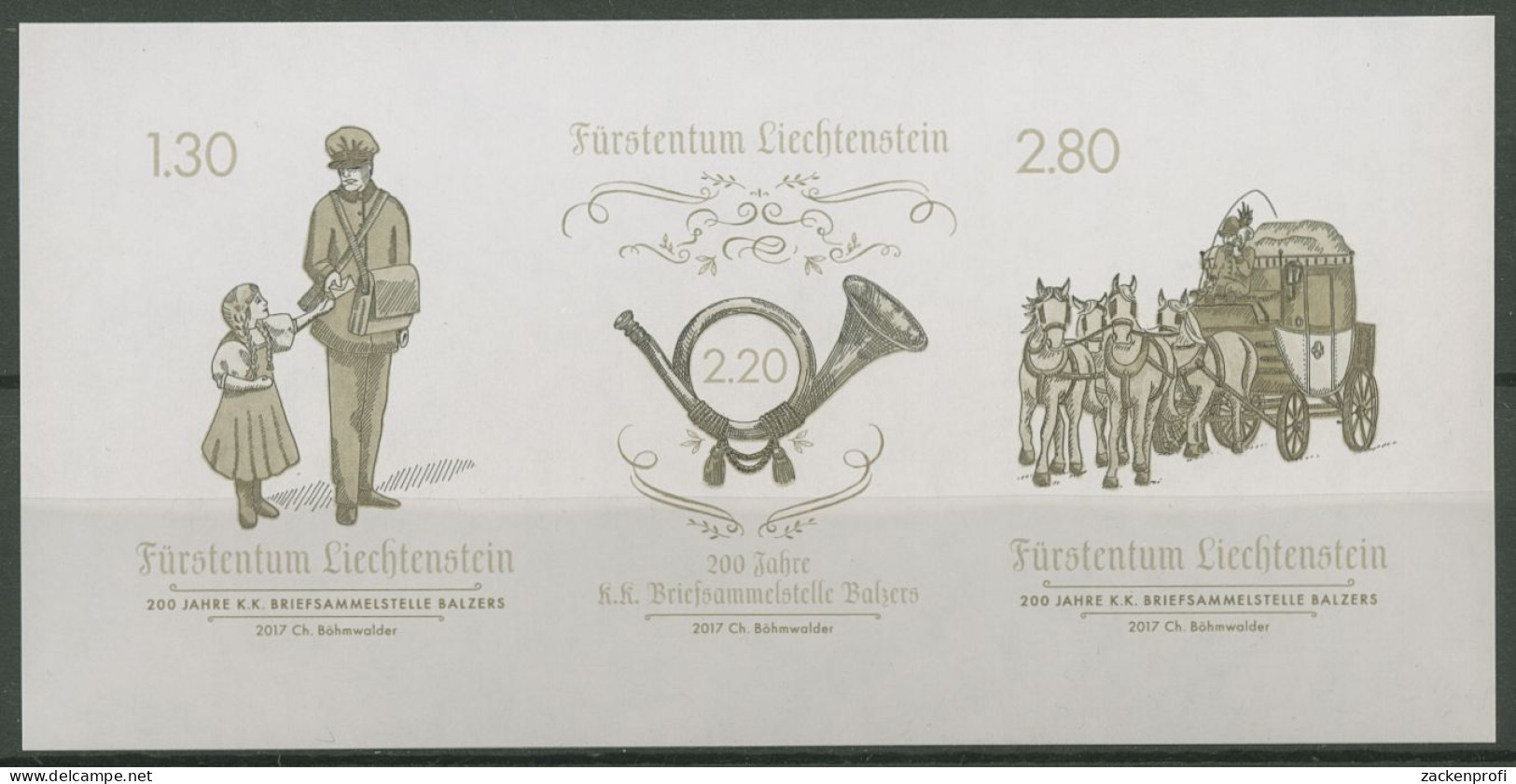 Liechtenstein 2017 200 Jahre Post Sonderdruck Block 30,1 Postfrisch (C60376) - Blokken