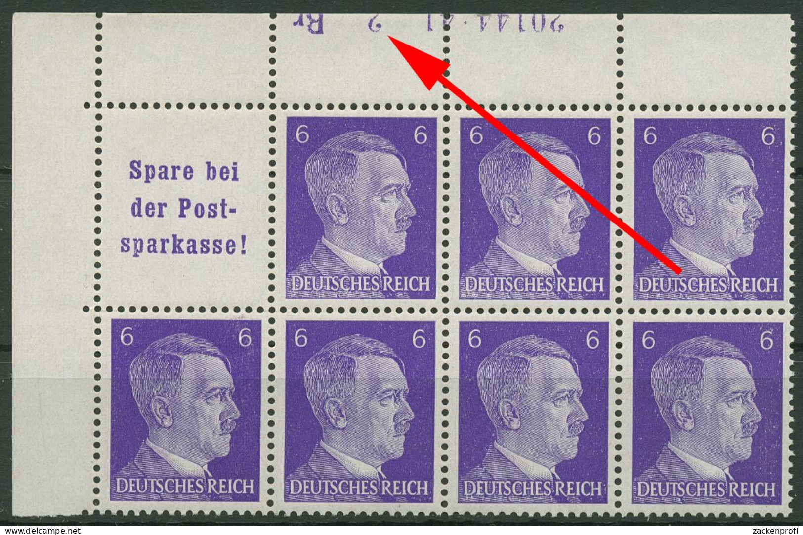 Dt. Reich 1941 Markenheftchenblatt Hitler H-Bl. 120 B HAN 1.2 Ecke Postfrisch - Se-Tenant