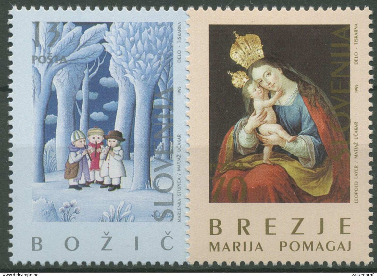 Slowenien 1995 Weihnachten Gemälde 126/27 Postfrisch - Slovenia