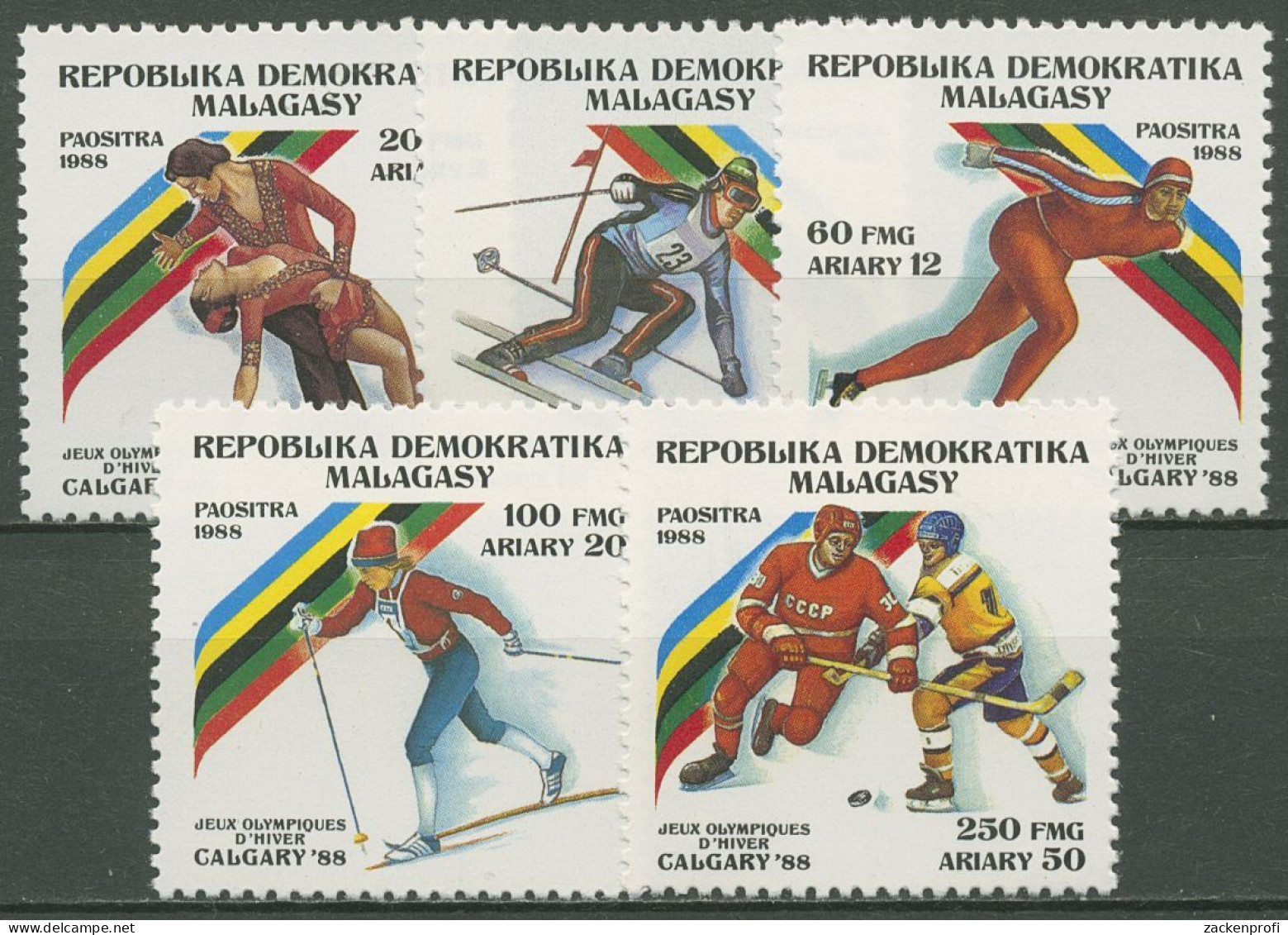 Madagaskar 1988 Olympische Winterspiele In Calgary 1117/21 Postfrisch - Madagascar (1960-...)