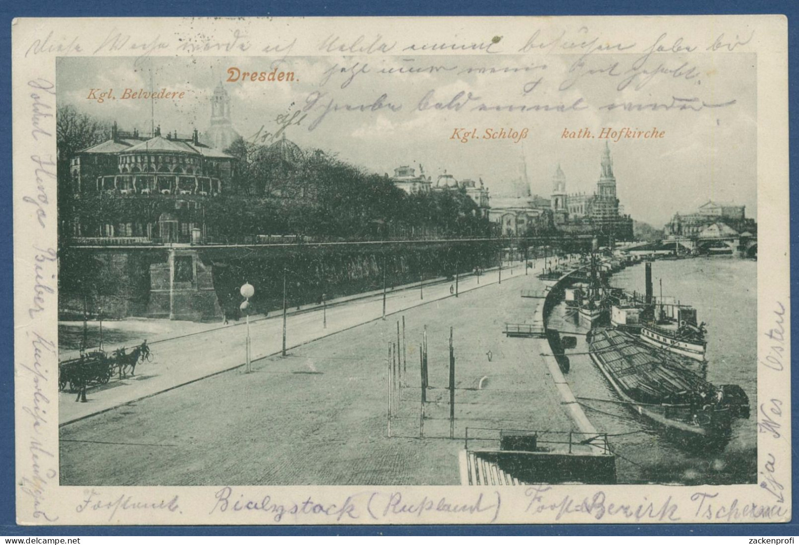 Dresden Belvedere Hofkirche Königl. Schloß, Gelaufen 1916, Feldpost (AK4486) - Dresden