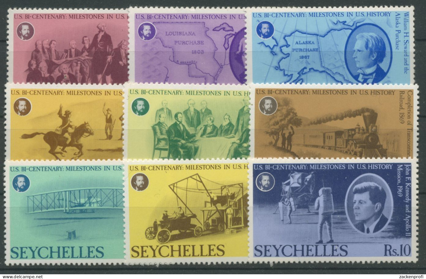 Seychellen 1976 200 Jahre Unabhängigkeit Der USA 375/83 Postfrisch - Seychelles (1976-...)