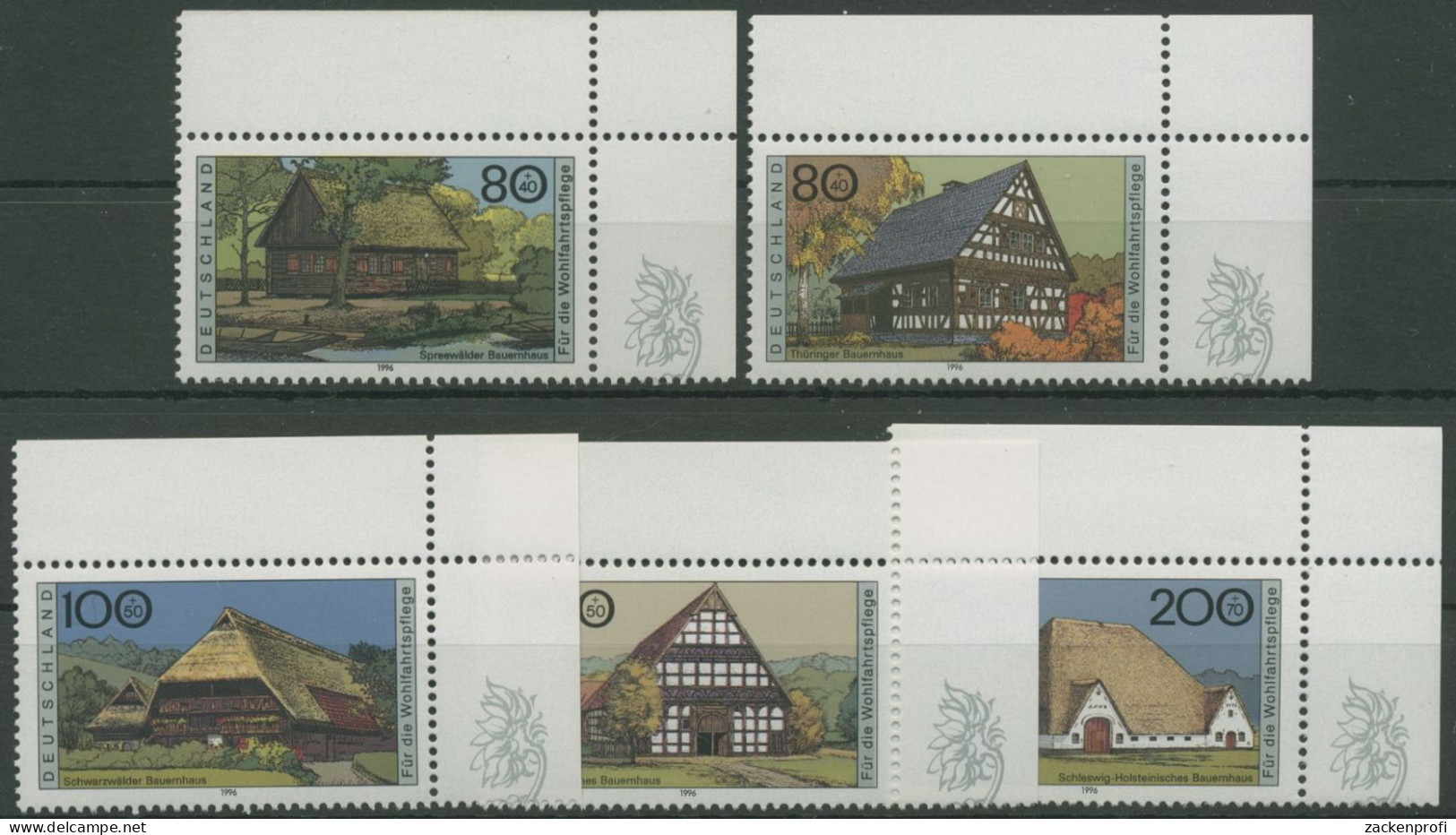 Bund 1996 Bauwerke Bauernhäuser 1883/87 Ecke 2 Postfrisch (E2644) - Unused Stamps