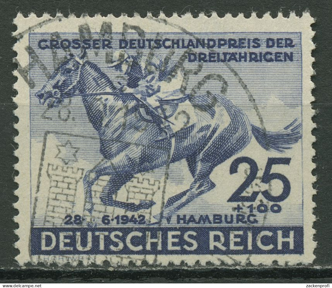 Deutsches Reich 1942 Deutsches Derby, Rennpferd 814 Mit TOP-Stempel - Oblitérés