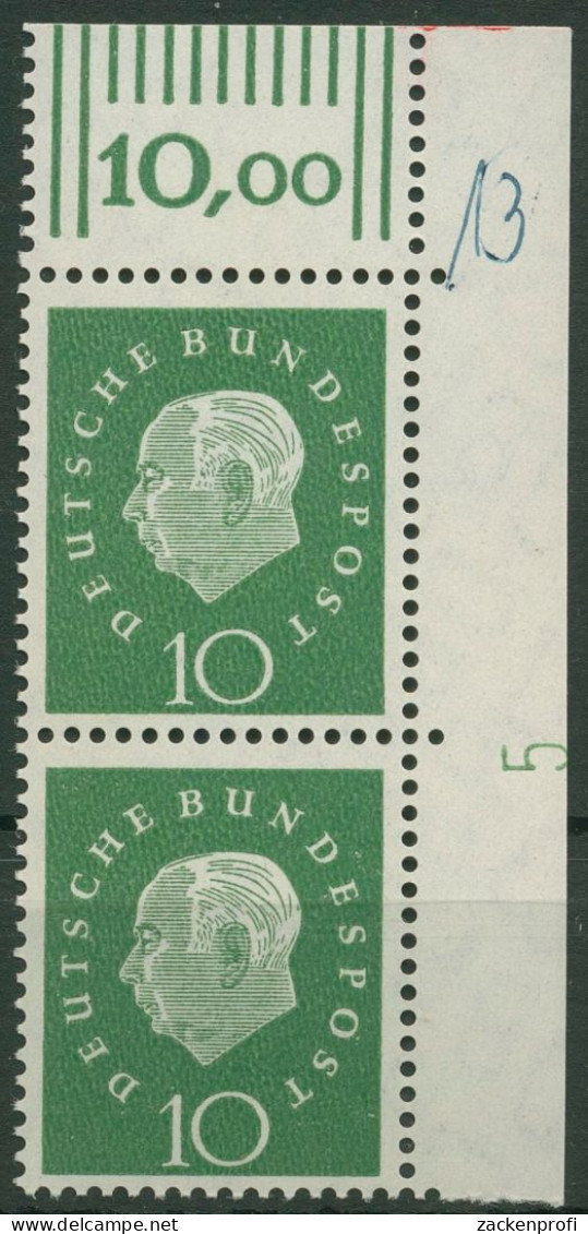 Bund 1959 Heuss Medaillon Mit Druckerzeichen 303 DZ 5 Ecke 2 Paar Postfrisch - Nuevos