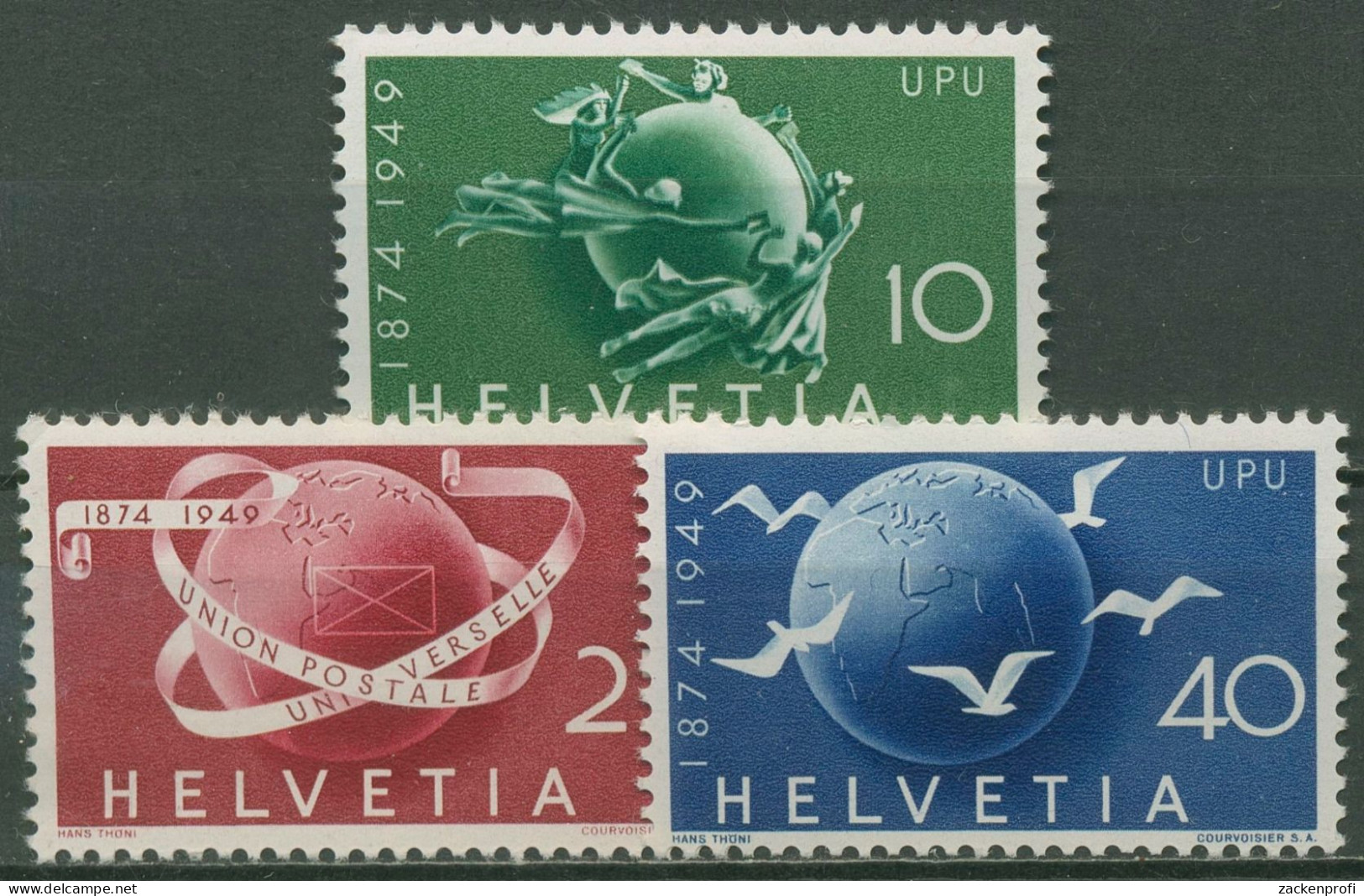 Schweiz 1949 Weltpostverein UPU Denkmal Weltkugel 522/24 Postfrisch - Nuevos