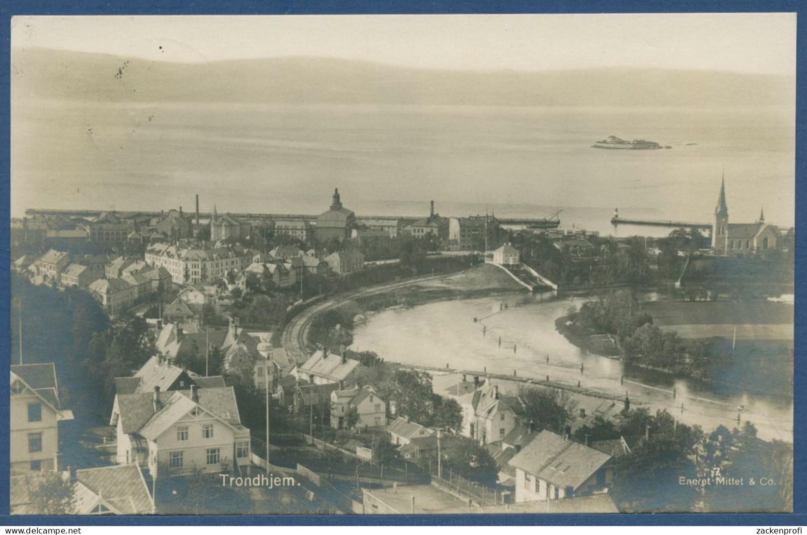 Trondhjem Altstadt Hafen Norwegen, Gelaufen 1927 (AK4435) - Norway