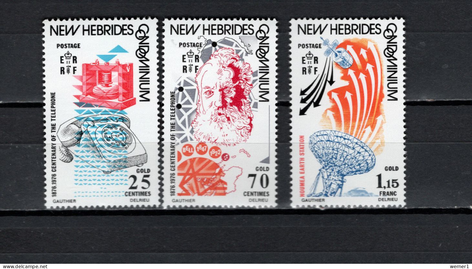 New Hebrides  English 1976 Space, Telephone Centenary Set Of 3 MNH - Oceanië