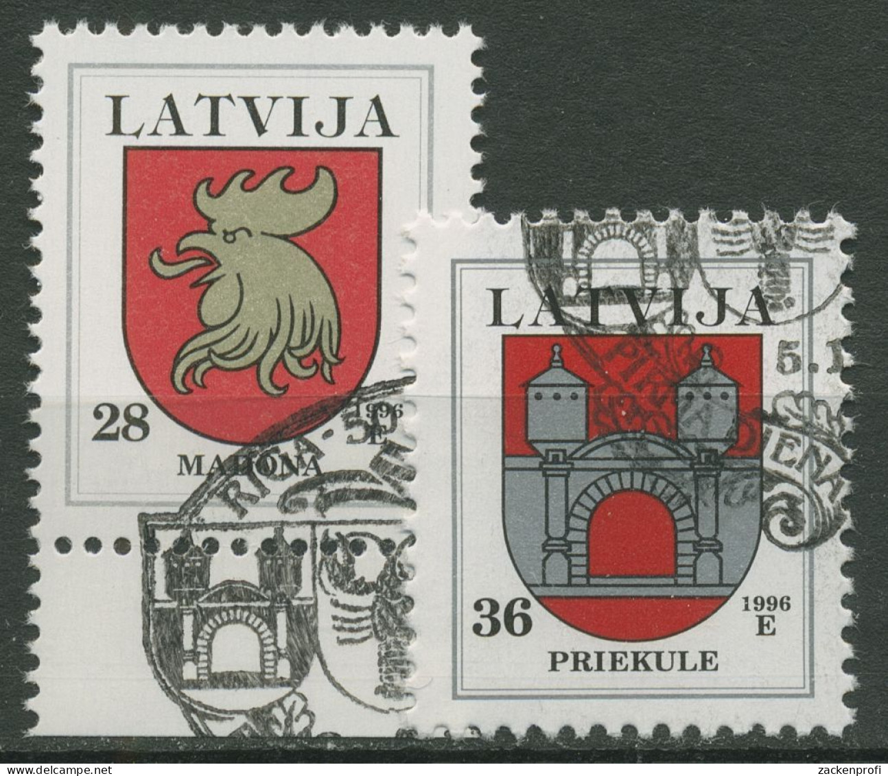 Lettland 1996 Freimarken Wappen 438/39 Gestempelt - Letland