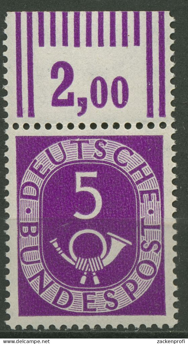 Bund 1951 Posthorn Bogenmarken 125 Oberrand Postfrisch - Neufs
