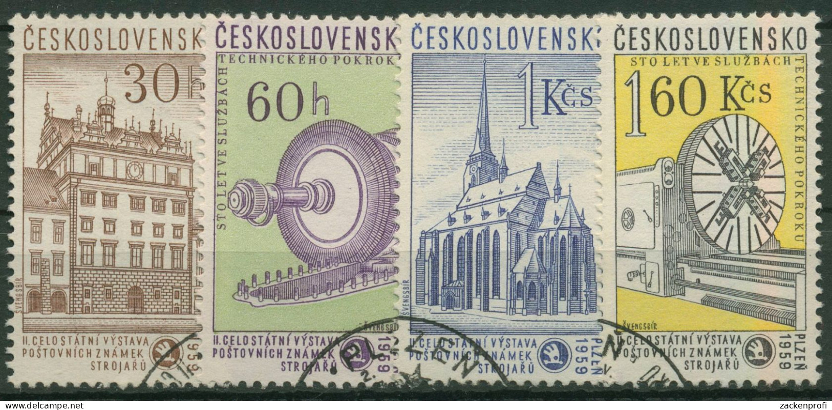 Tschechoslowakei 1959 Briefmarkenausstellung Pilsen 1133/36 Gestempelt - Usati