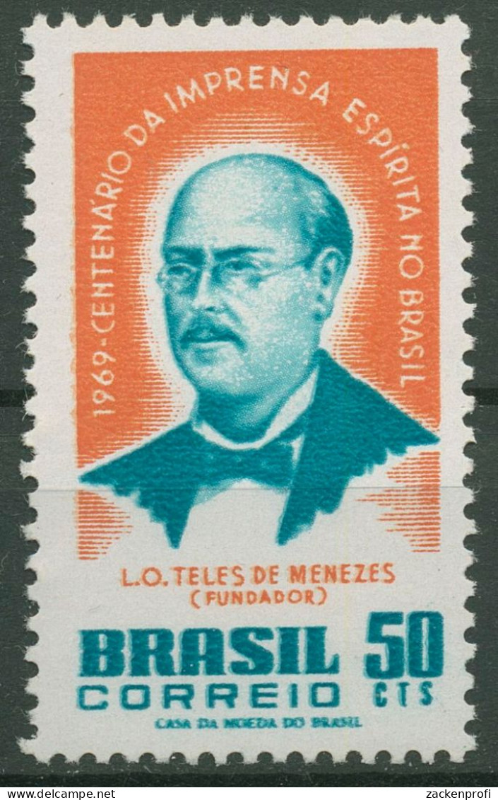 Brasilien 1969 Journalist Spiritist De Menezes 1221 Postfrisch - Neufs