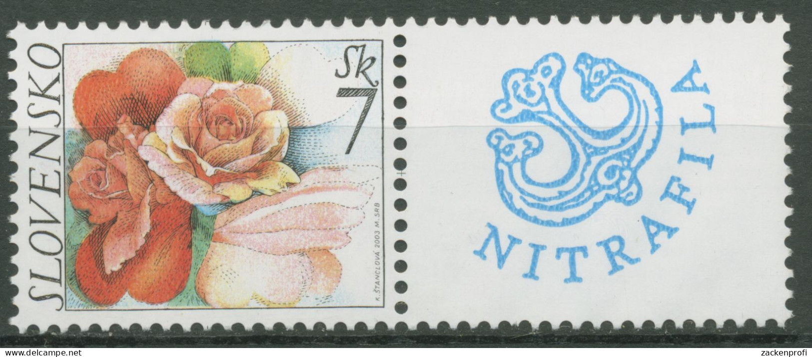 Slowakei 2003 Grußmarke Blumen Rosen 446 Zf Postfrisch - Unused Stamps