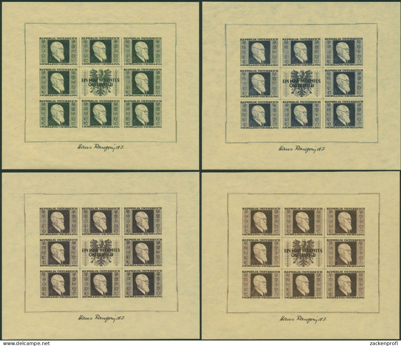 Österreich 1946 Karl Renner Kleinbogensatz 772/75 B K Postfrisch - Blocks & Sheetlets & Panes