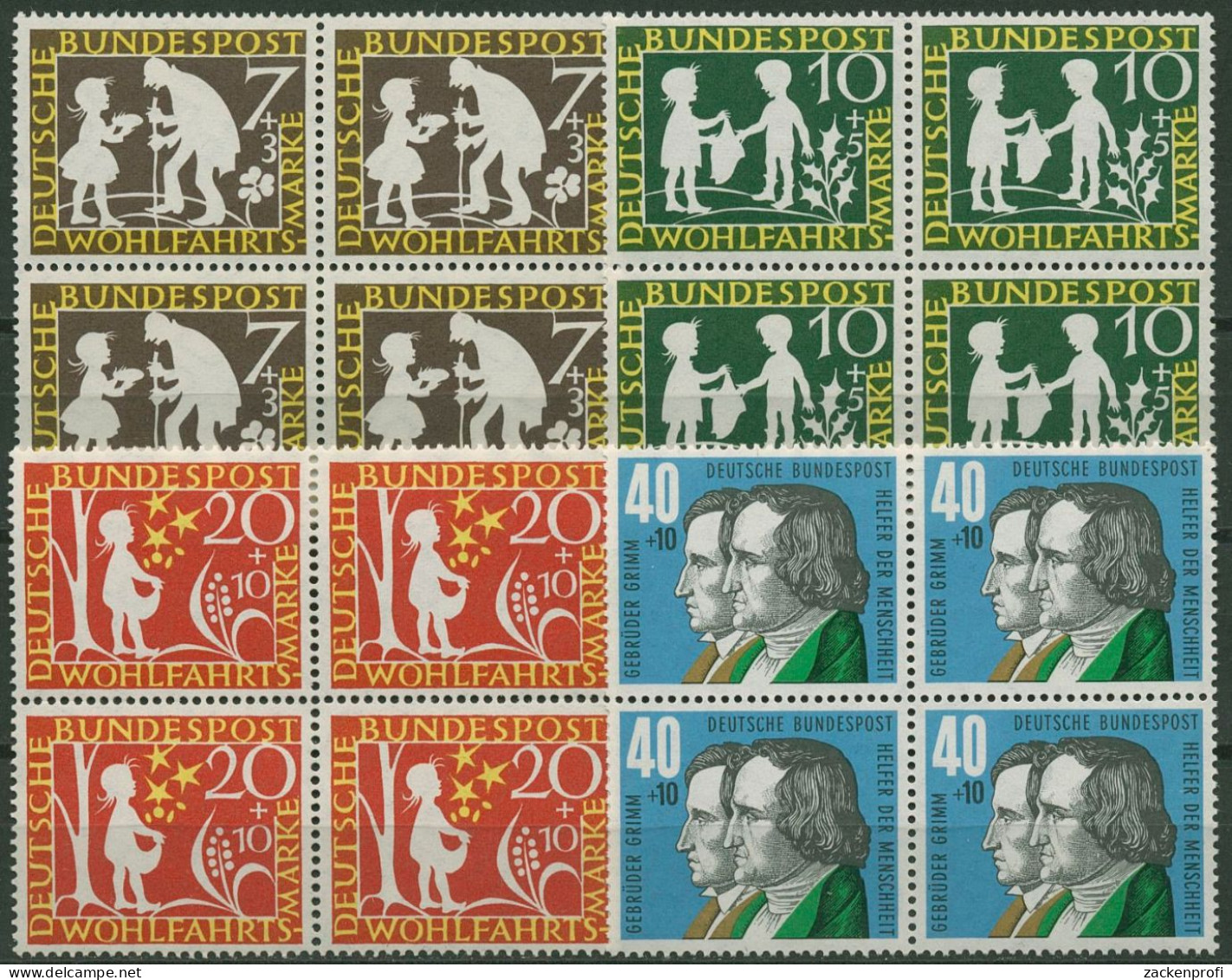 Bund 1959 Wohlfahrt: Märchen Der Brüder Grimm 322/25 4er-Block Postfrisch - Neufs