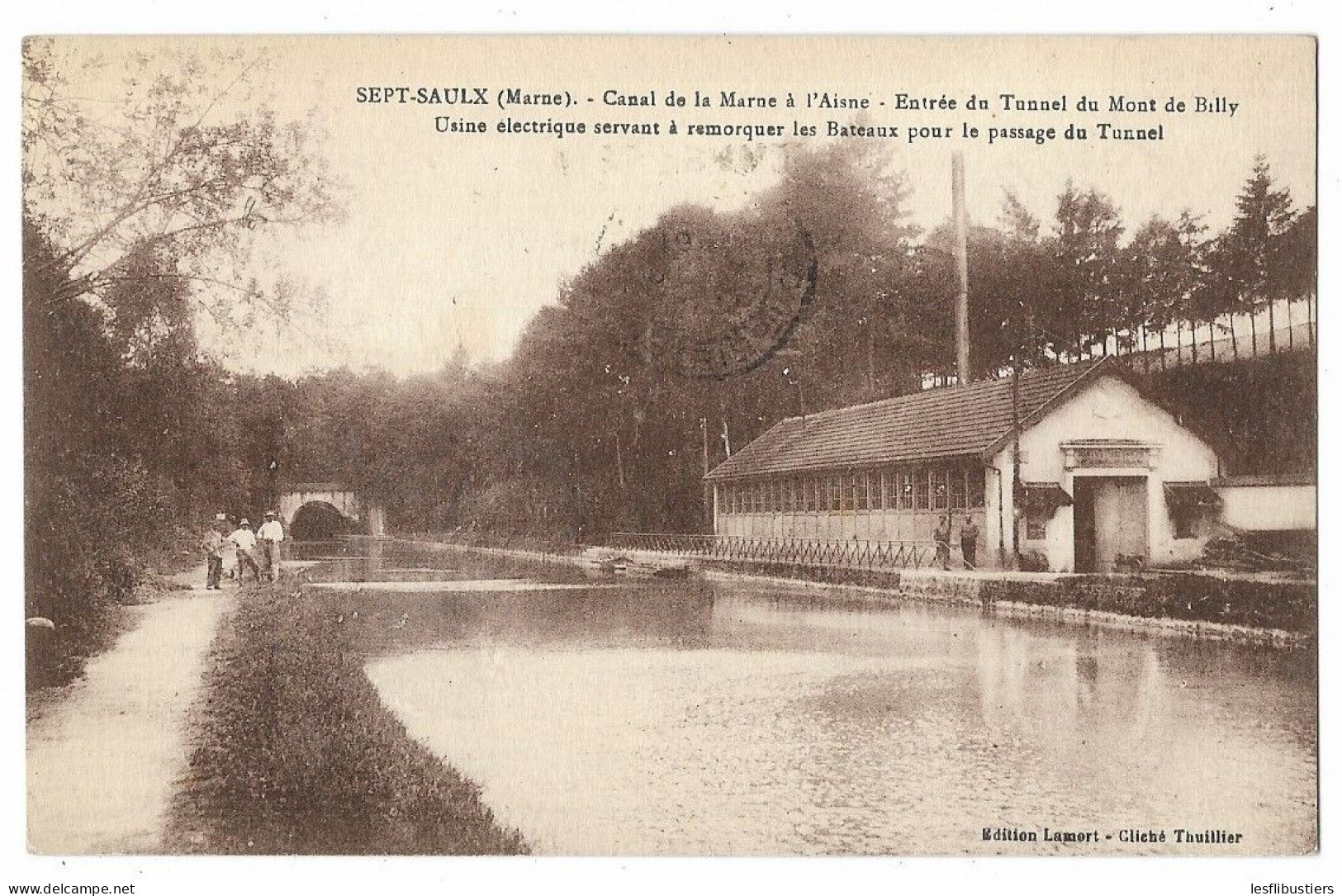 CPA 51 SEPT-SAULX Canal De La Marne à L' Aisne - Entrée Du Tunnel Du Mont De Billy - Usine électrique ... - Otros & Sin Clasificación