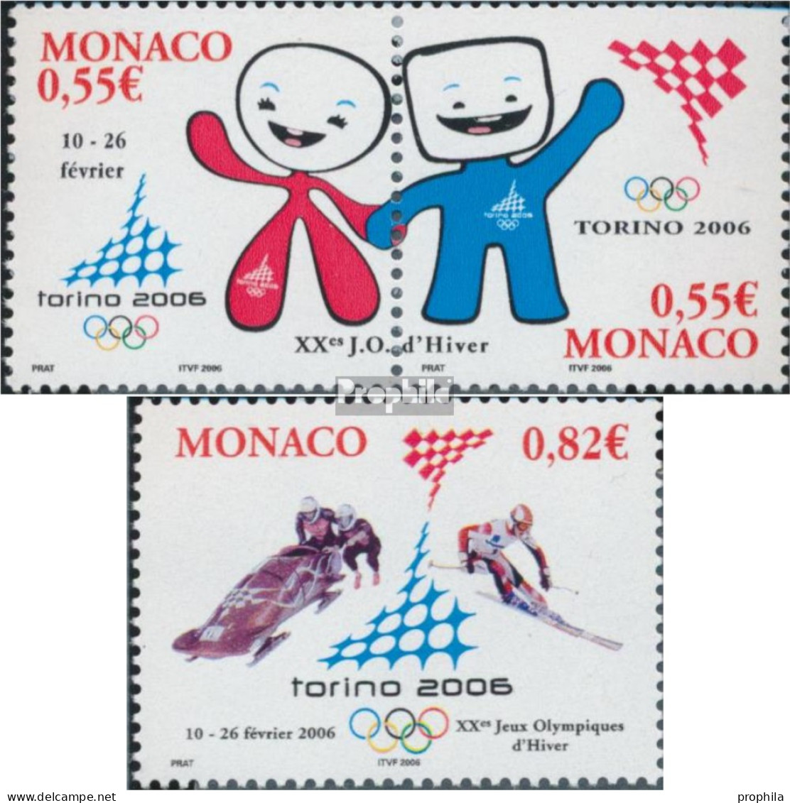 Monaco 2786-2787 Paar,2788 (kompl.Ausg.) Postfrisch 2006 Olympische Winterspiele06 Turin - Neufs