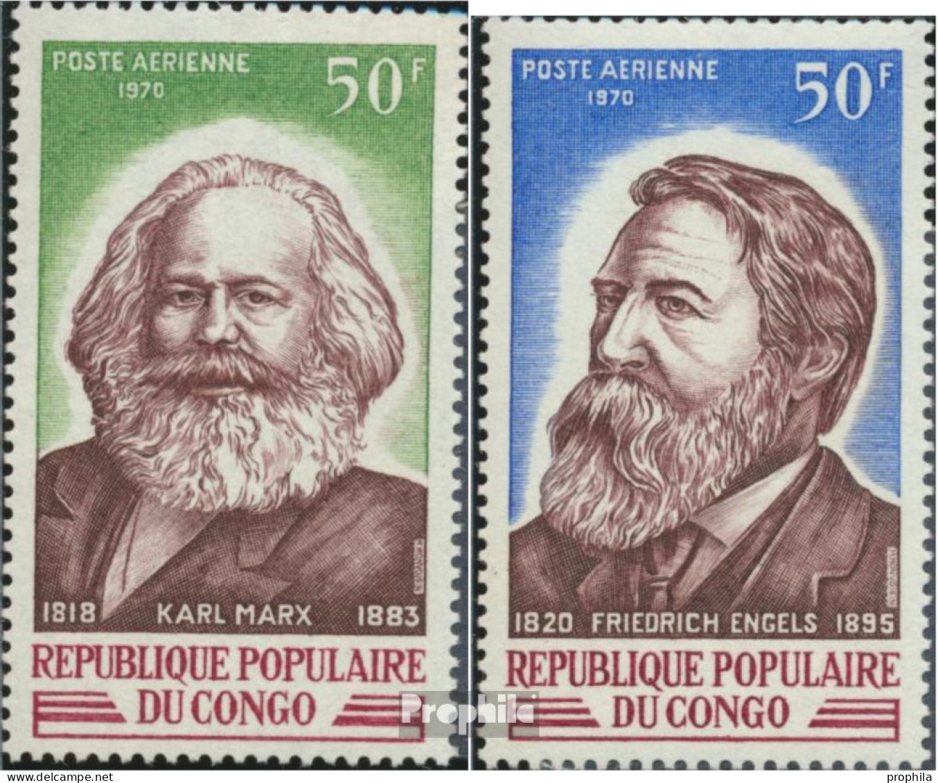 Kongo (Brazzaville) 255-256 (kompl.Ausg.) Postfrisch 1970 Marx Und Engels - Neufs
