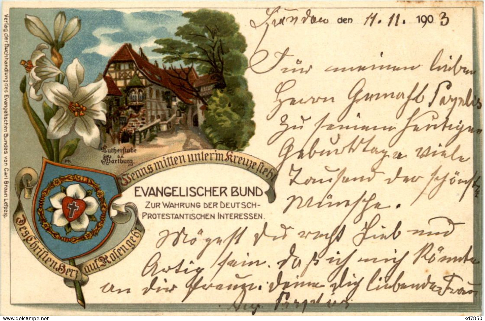 Wartburg - Lutherstube - Evangelischer Bund - Litho - Eisenach