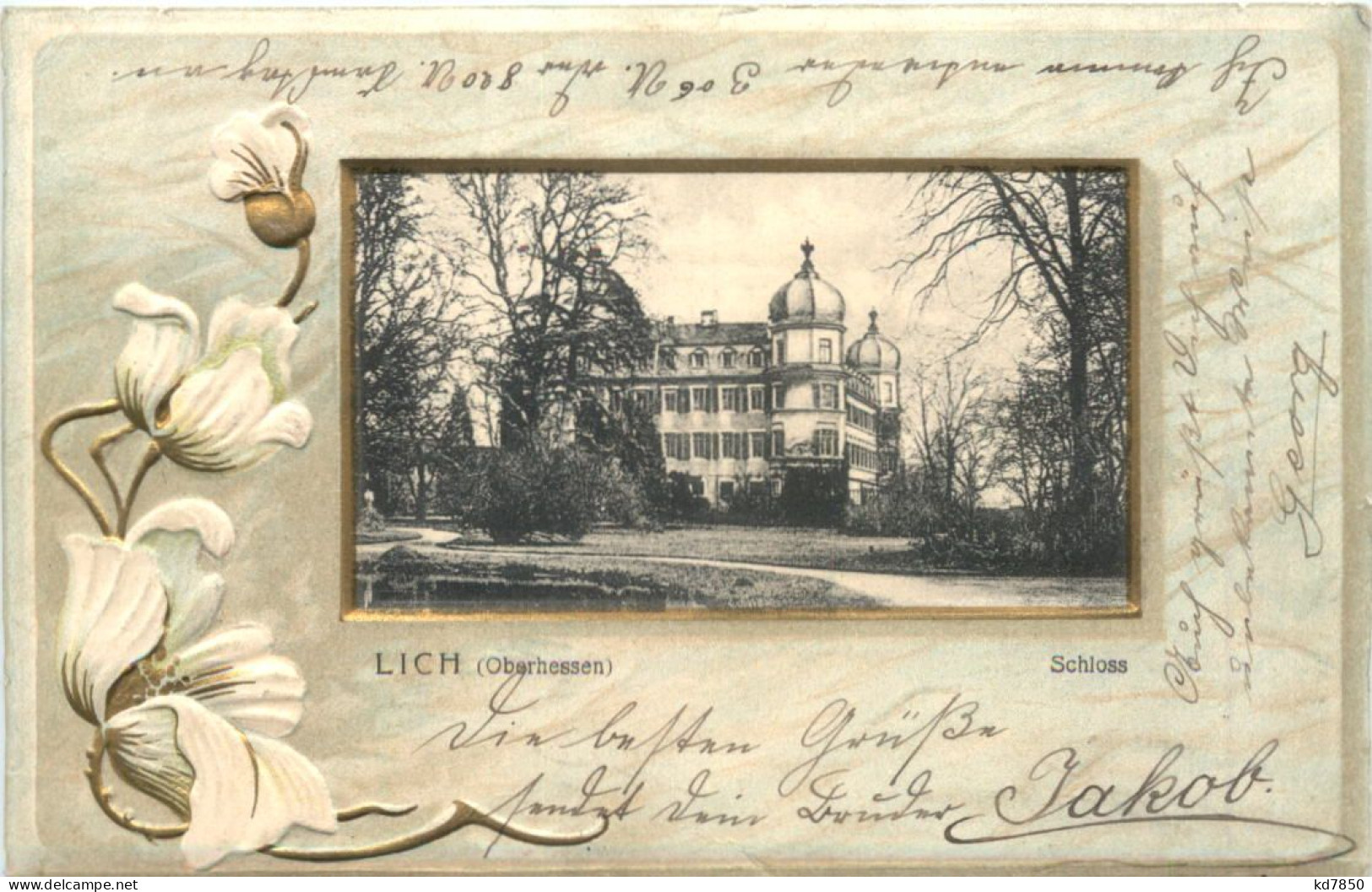 Lich Oberhessen - Schloss - Prägekarte - Giessen