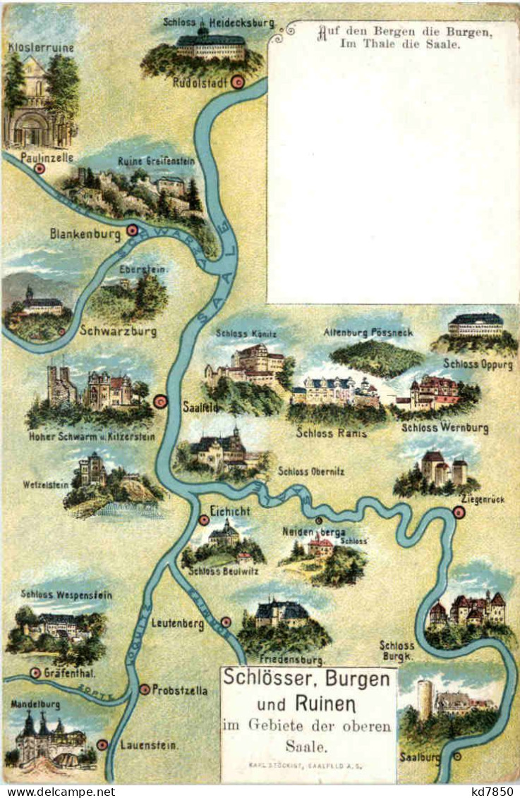 Oberes Saaletal- Schlösser Und Burgen - Litho - Saalfeld