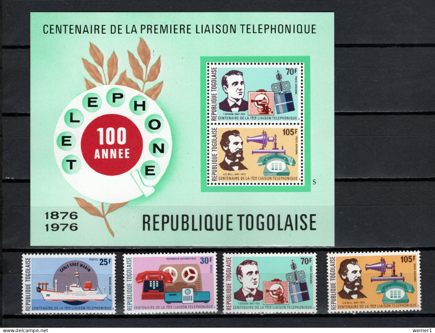 Togo 1976 Space, Telephone Centenary Set Of 4 + S/s MNH - Afrique