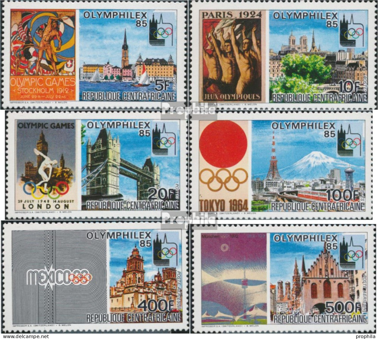 Zentralafrikanische Republik 1107A-1112A (kompl.Ausg.) Postfrisch 1985 Philatelie - Unused Stamps