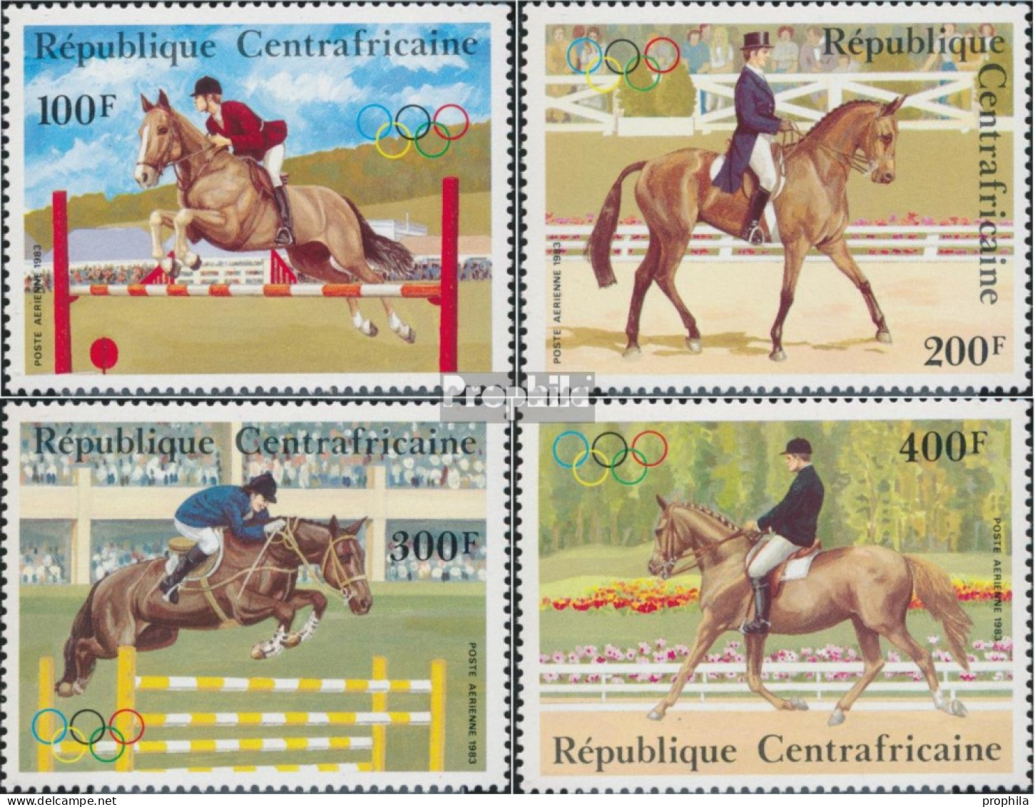 Zentralafrikanische Republik 956-959 (kompl.Ausg.) Postfrisch 1983 Reiten - Neufs