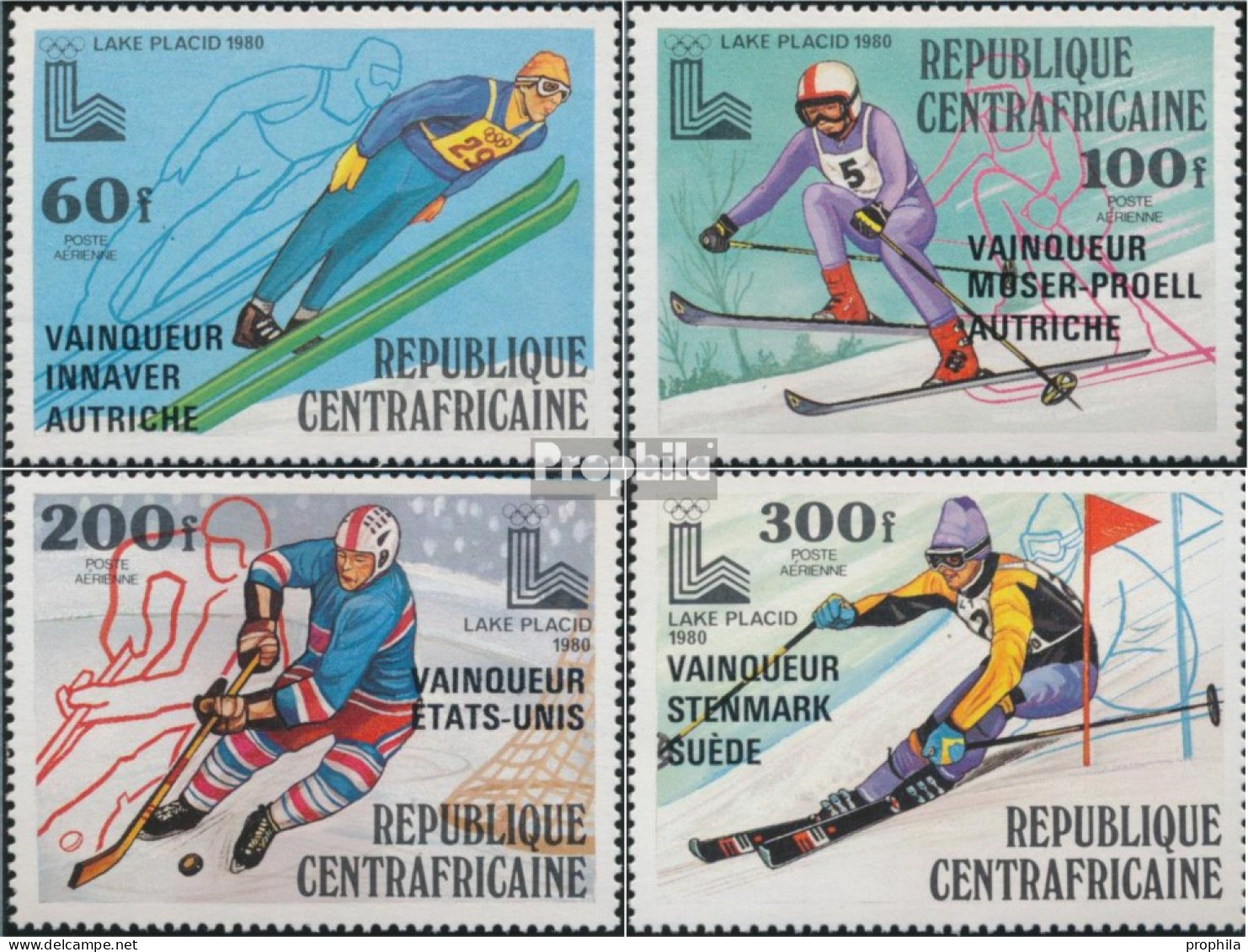 Zentralafrikanische Republik 672A-675A (kompl.Ausg.) Postfrisch 1980 Olympia - Unused Stamps