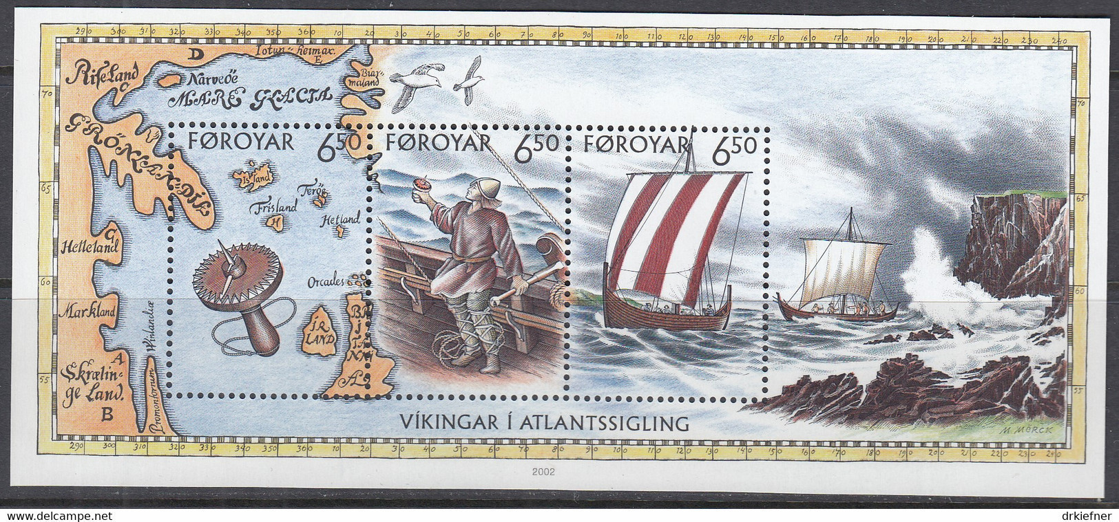 FÄRÖER  Block 12, Postfrisch **, Die Wikinger Als Atlantikseefahrer, 2002 - Färöer Inseln